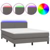 vidaXL sz&uuml;rke műbőr rug&oacute;s &aacute;gy matraccal &eacute;s LED-del 140x190 cm
