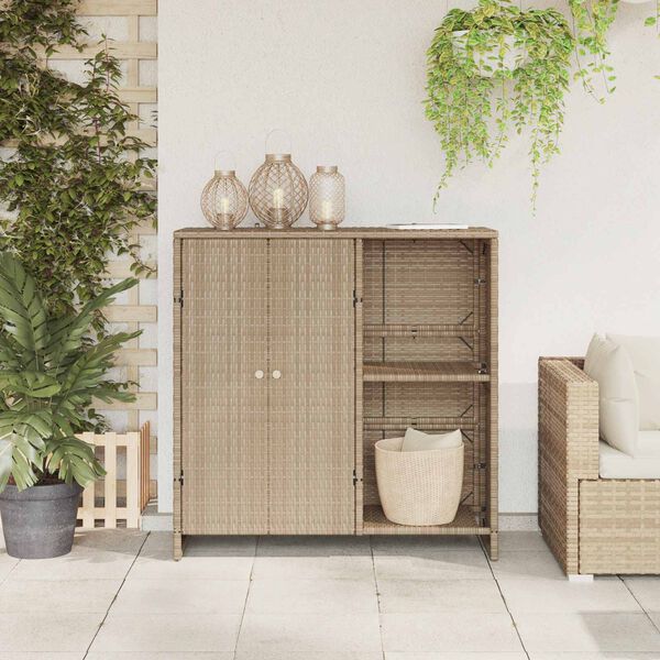vidaXL T&aacute;rol&oacute;szekr&eacute;ny polcokkal ajt&oacute;val B&eacute;zs 100 x 36 x 102 cm Rattan