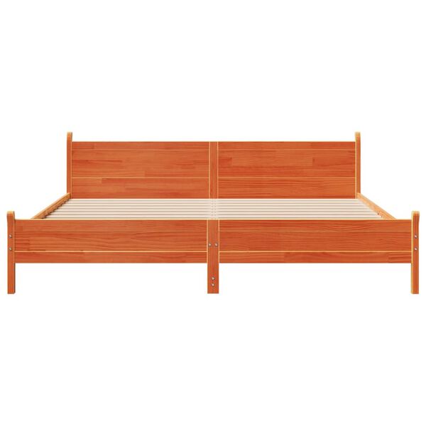 vidaXL viaszbarna t&ouml;m&ouml;r fenyőfa &aacute;gy matrac n&eacute;lk&uuml;l 180 x 200 cm