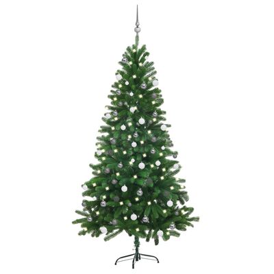 vidaXL zöld műkarácsonyfa LED-ekkel és gömbszettel 180 cm