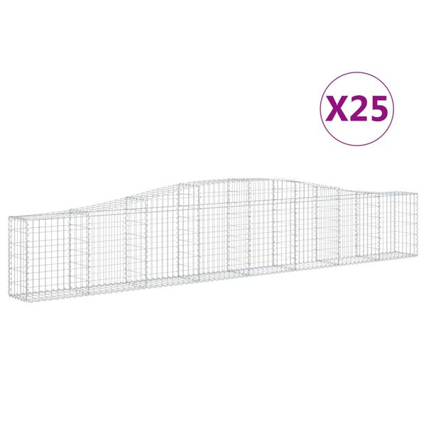 vidaXL 25 db &iacute;ves horganyzott vas gabion kos&aacute;r 400x30x60/80 cm