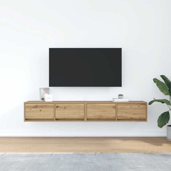 vidaXL 2 db k&eacute;zműves t&ouml;lgy sz&iacute;nű szerelt fa TV-szekr&eacute;ny 80x31x25,5 cm