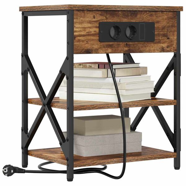 vidaXL &Eacute;jjeliszekr&eacute;ny 2 pcs F&uuml;st&ouml;lt t&ouml;lgy 41 x 31 x 51 cm Faanyag