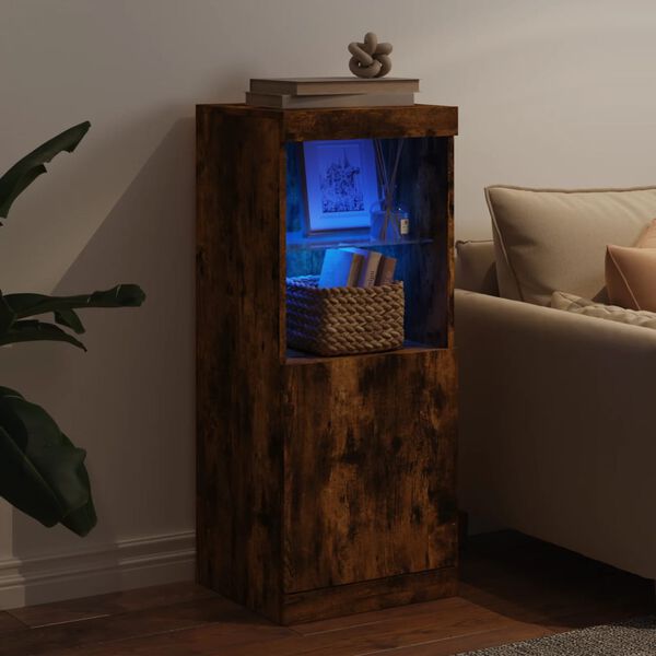 vidaXL f&uuml;st&ouml;s t&ouml;lgy sz&iacute;nű t&aacute;lal&oacute;szekr&eacute;ny LED-ekkel 41 x 37 x 100 cm