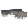 vidaXL 10 r&eacute;szes sz&uuml;rke polyrattan kerti &uuml;lőgarnit&uacute;ra p&aacute;rn&aacute;kkal