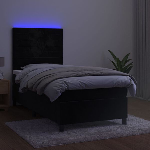 vidaXL fekete b&aacute;rsony rug&oacute;s &eacute;s LED-es &aacute;gy matraccal 100x200 cm