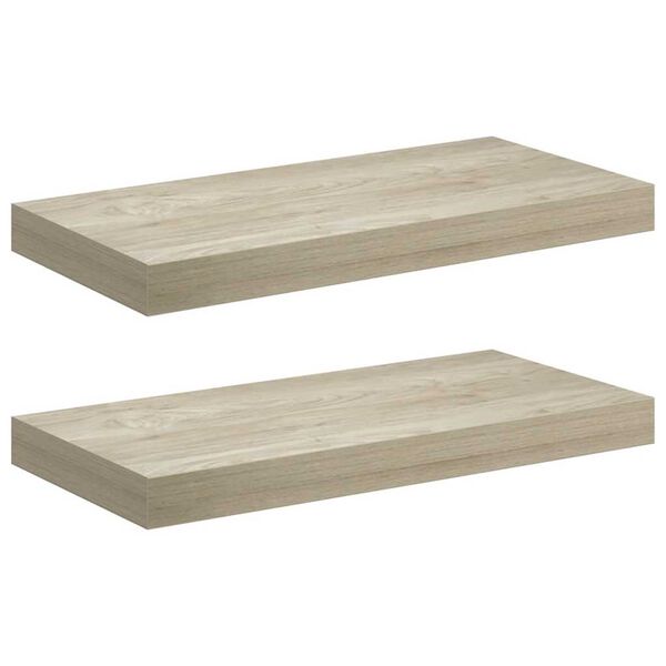 vidaXL 2 db tölgyszínű MDF lebegő fali polc 50 x 23 x 3,8 cm
