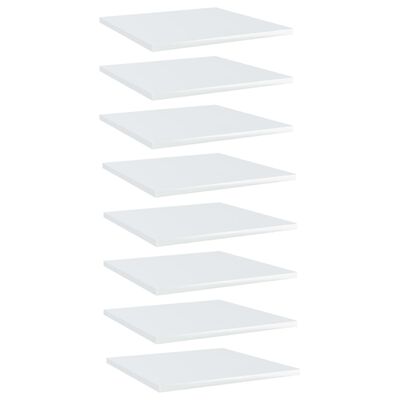 vidaXL 8 db magasfényű fehér forgácslap könyvespolc 40 x 40 x 1,5 cm