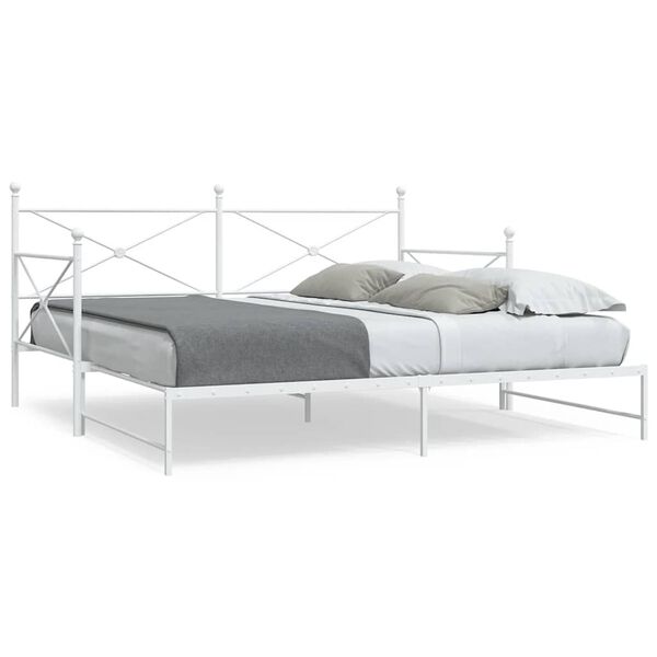 vidaXL Daybed with Trundle without Mattress White 107x203 cm acél