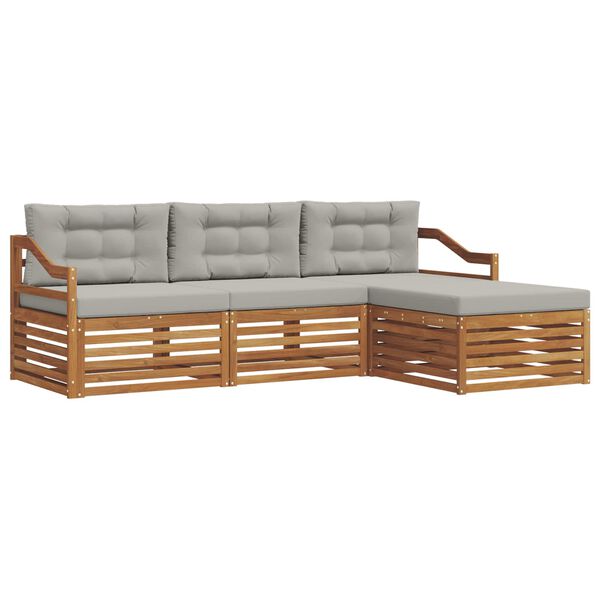 vidaXL K&uuml;lt&eacute;ri kanap&eacute; szett 4 pcs Term&eacute;szetes &eacute;s Vil&aacute;gossz&uuml;rke