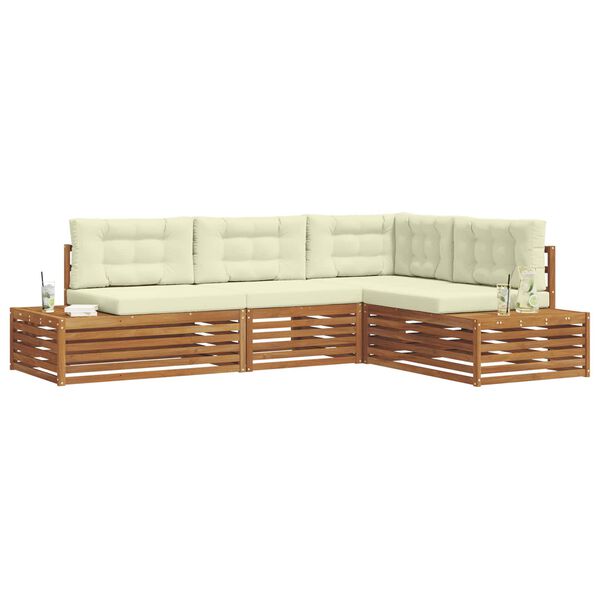 vidaXL K&uuml;lt&eacute;ri kanap&eacute; szett p&aacute;rn&aacute;val 4 Darab Term&eacute;szetes &eacute;s kr&eacute;msz&iacute;nű