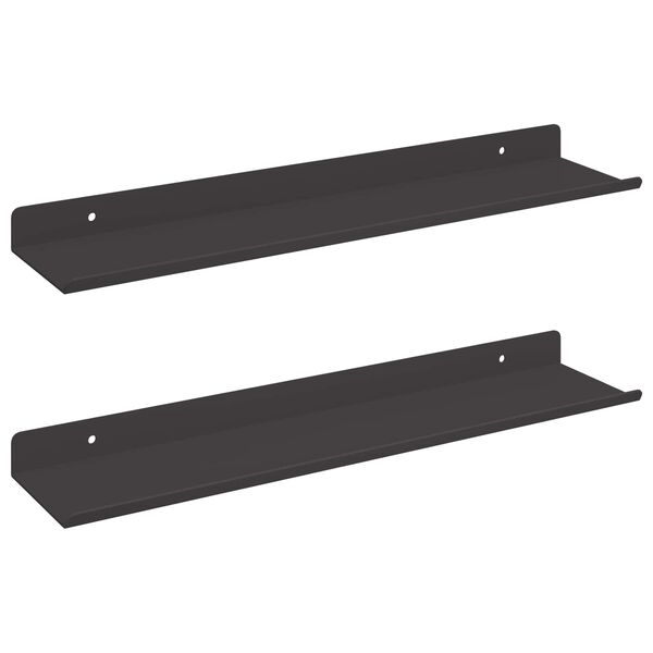 vidaXL Lebegő polc 2 pcs Fekete 40 x 8,5 x 2,5 cm Ac&eacute;l