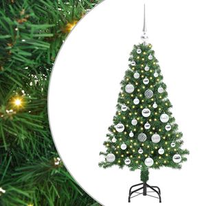 vidaXL Mű kar&aacute;csonyfa 150 LED-del Z&ouml;ld 120 cm PVC &eacute;s Ac&eacute;l &eacute;s Műanyag