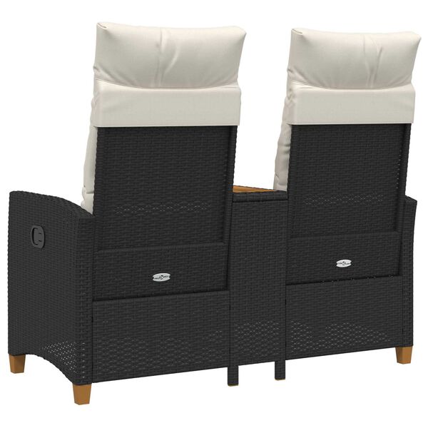 vidaXL D&ouml;nthető pad asztallal Fekete &eacute;s kr&eacute;mfeh&eacute;r 126 x 65 x 112 cm