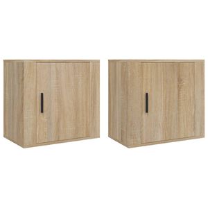 vidaXL 2 db sonoma t&ouml;lgy falra szerelhető &eacute;jjeliszekr&eacute;ny 50x30x47 cm