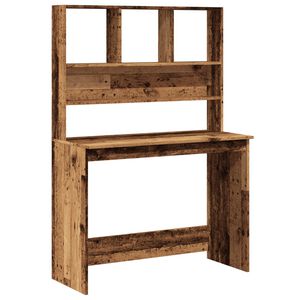 vidaXL antik fa sz&iacute;nű szerelt fa &iacute;r&oacute;asztal polcokkal 102 x 45 x 148 cm