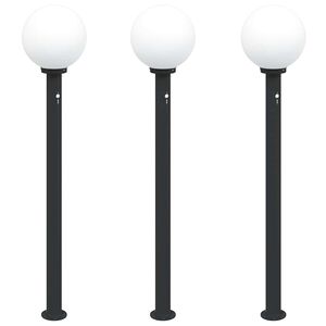 vidaXL 3 db szenzoros oszlopl&aacute;mpa 120 cm fekete IP44