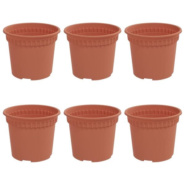 vidaXL Kerek Vir&aacute;gcser&eacute;p 6 pcs T&eacute;gla V&ouml;r&ouml;s &Oslash; 12,5 x 10 cm Műanyag