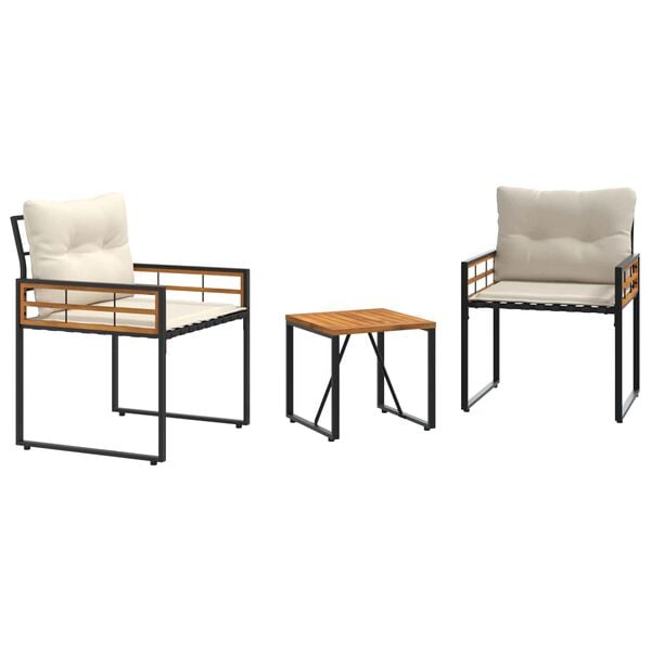 vidaXL Kültéri Bútor Szett párnával 3 pcs Krém