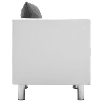vidaXL kétszemélyes fehér-világosszürke műbőr kanapé