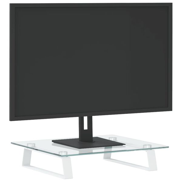 vidaXL fehér edzett üveg és fém monitorállvány 40 x 35 x 8 cm