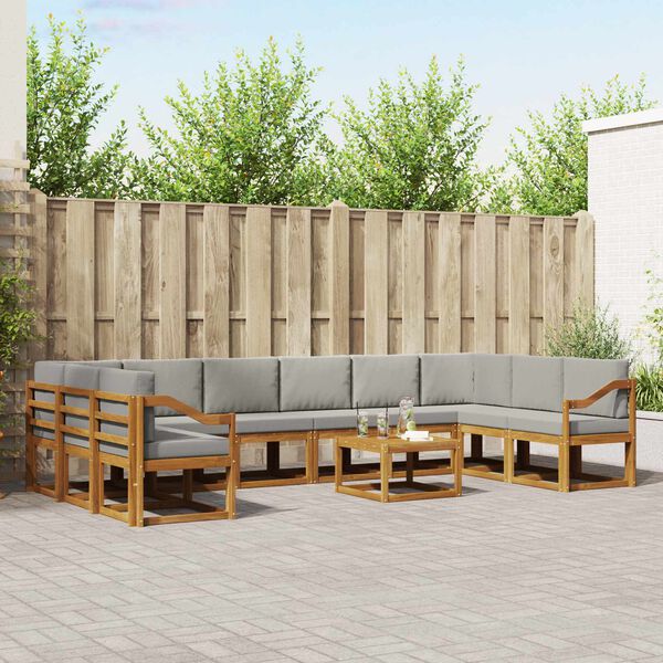 vidaXL K&uuml;lt&eacute;ri kanap&eacute; szett 11 pcs Term&eacute;szetes &eacute;s Vil&aacute;gossz&uuml;rke