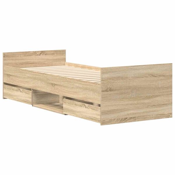vidaXL sonoma tölgy színű ágykeret fej- és lábtámlával 75 x 190 cm