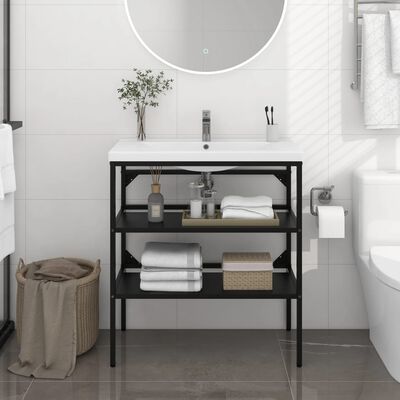 vidaXL fekete vas fürdőszobai mosdókagylókeret 79 x 38 x 83 cm