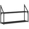 vidaXL 2 szintes fekete szerelt fa fali polc 80x21x51 cm