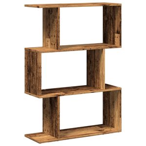 vidaXL 3 szintes antik fa sz&iacute;nű fa elv&aacute;laszt&oacute; k&ouml;nyvespolc 70x24x97 cm