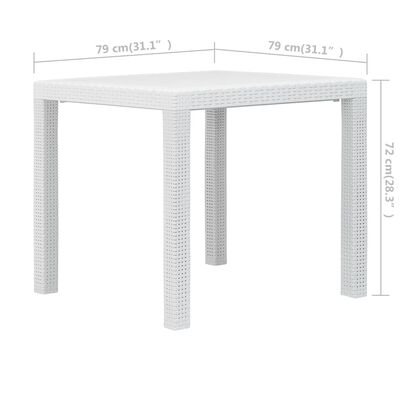 vidaXL fehér rattan küllemű műanyag kerti asztal 79x79x72 cm