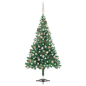 vidaXL megvil&aacute;g&iacute;tott műkar&aacute;csonyfa 230 &aacute;ggal g&ouml;mb szettel 120 cm