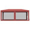 vidaXL piros HDPE rendezvénysátor 6 hálós oldalfallal 3 x 6 m