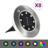 vidaXL 8 db RGB sz&iacute;nű napelemes talajba sz&uacute;rhat&oacute; LED-l&aacute;mpa