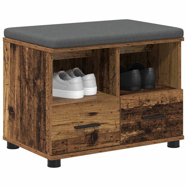 vidaXL Előt&eacute;r pad &Ouml;reg fa 60 x 38 x 46 cm Fűr&eacute;szpor &eacute;s K&aacute;rpit Anyag