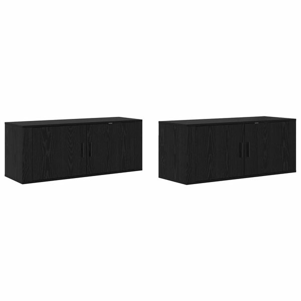 vidaXL Fali TV szekr&eacute;ny szett 2 pcs Fekete t&ouml;lgy 100 x 34,5 x 40 cm