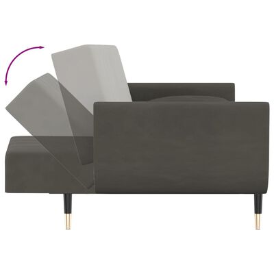 vidaXL kétszemélyes sötétszürke kanapéágy zsámollyal és két párnával