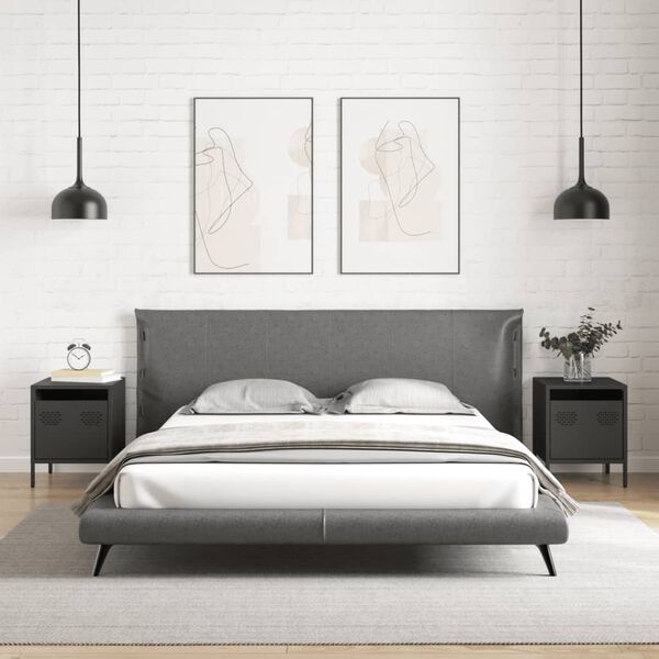 vidaXL 2 db fekete acél éjjeliszekrény 35 x 39 x 43,5 cm