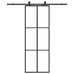 vidaXL fekete ESG &uuml;veg tol&oacute;ajt&oacute; f&eacute;mszerelv&eacute;ny-szettel 76x205 cm