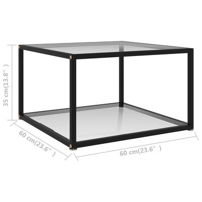 vidaXL átlátszó edzett üveg dohányzóasztal 60 x 60 x 35 cm