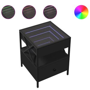 vidaXL fekete v&eacute;gtelen hat&aacute;s&uacute; LED-es &eacute;jjeliszekr&eacute;ny 40 x 40 x 51 cm