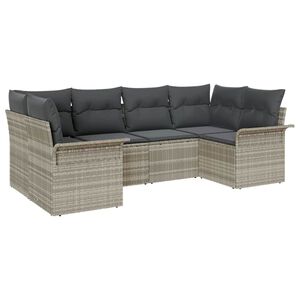 vidaXL Kerti Kanap&eacute; Szett t&aacute;rol&oacute;val 6 pcs Vil&aacute;gossz&uuml;rke Poli rattan