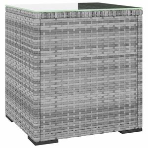vidaXL sz&uuml;rke polyrattan &eacute;s edzett &uuml;veg kisasztal 40 x 37 x 40,5 cm