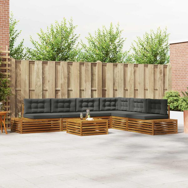 vidaXL K&uuml;lt&eacute;ri kanap&eacute; szett p&aacute;rn&aacute;val 7 Darab Term&eacute;szetes &eacute;s antracit