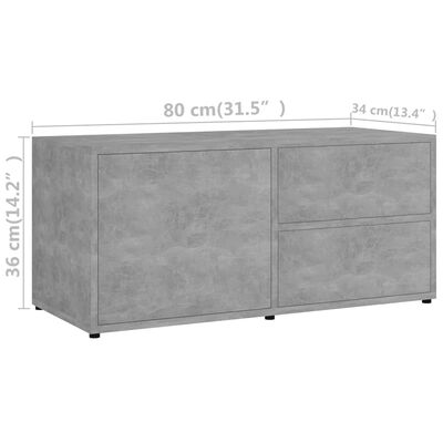 vidaXL betonszürke forgácslap TV-szekrény 80 x 34 x 36 cm