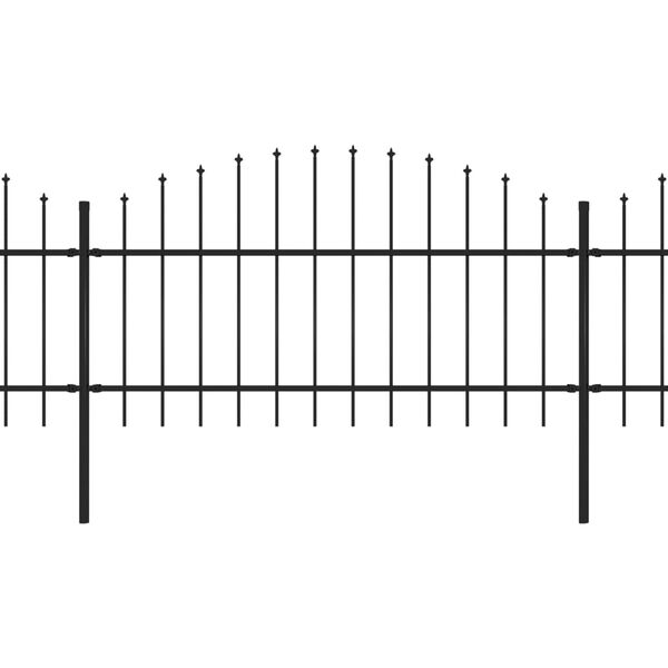 vidaXL fekete lándzsahegy tetejű acélkerítés (1-1,25) x 13,6 m