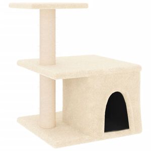 vidaXL kr&eacute;msz&iacute;nű macskab&uacute;tor sziz&aacute;l kapar&oacute;f&aacute;kkal 48 cm