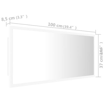 vidaXL fehér akril LED-es fürdőszobai tükör 100x8,5x37 cm