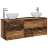 vidaXL F&uuml;rdőszobai Szekr&eacute;ny Szett 3 db Antik Fa 129 x 35 x 80 cm