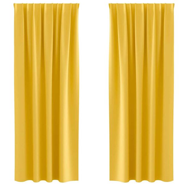vidaXL Fekete F&uuml;gg&ouml;ny Gyűrűkkel 2 pcs Must&aacute;r s&aacute;rga 225 x 140 cm